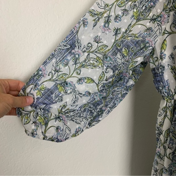 NWT Torrid Mini Clip Dot Front Keyhole Dress Floral Semi Sheer Sleeve Sz 1 - Picture 6 of 14